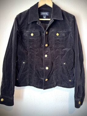 Jones New York Black Corduroy Jacket with Gold Buttons